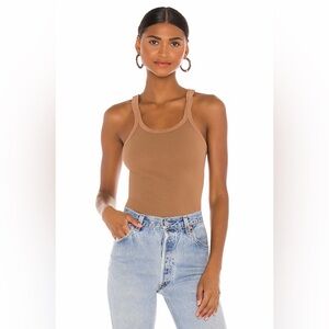 Re/Done Brown Ribbed Tank Top